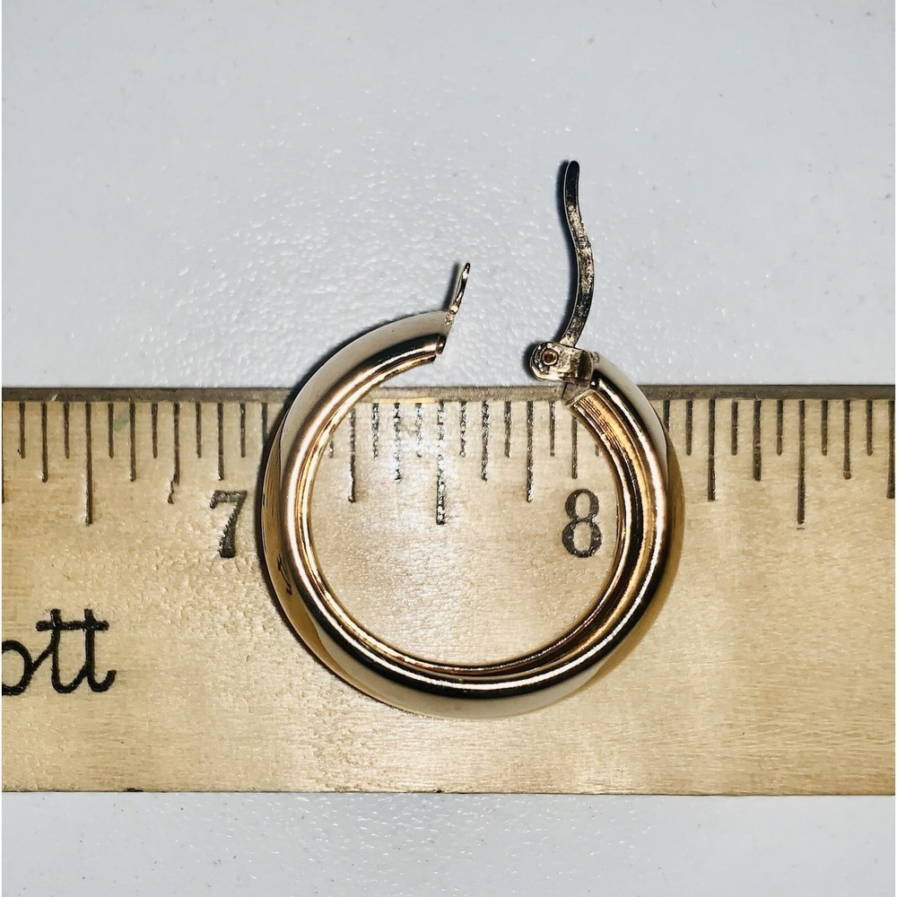 AK 925 TURKEY STERLING SILVER 14K GP HOOP HUGIE EARRINGS - Picture 8 of 11